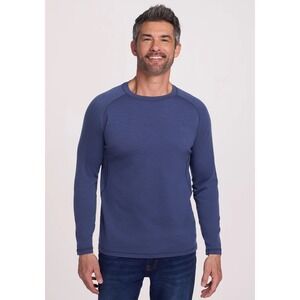 WOOLX Essential Merino Wool Blend Long Sleeve Crew Neck Top Men's 2X Large Navy